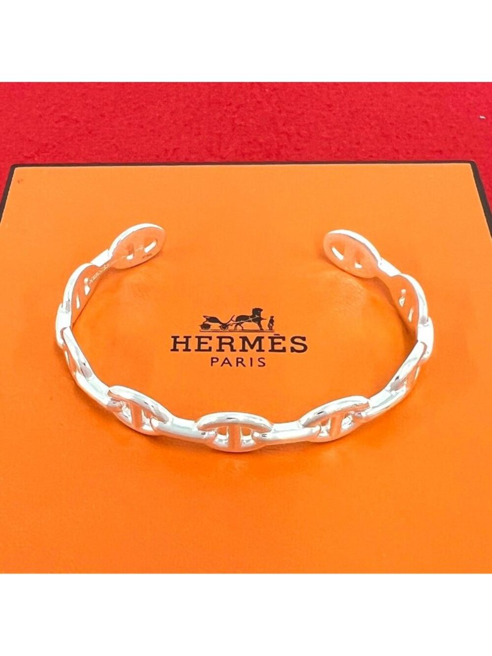 Hermes Enchainee Bangle 925 Sterling Silver Bracelet